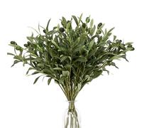 Waipfaru 8 Pcs Faux Greenery Stems, Olive Tree Branches for Vases, Artificial Olive Tree Fake Plants for Centerpieces Floral Arrangements Home Decor, 18 Inch