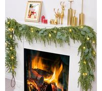 Waipfaru 9ft Christmas Norfolk Pine Garland，Realistic Pine Garland Christmas Decoration，Artificial Faux Cedar Garland for Christmas Table Fireplace Wall Home Decoration