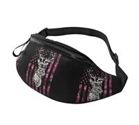 Waist American Flag Camo Funny Deer Hunting Pink Camouflage Pack Bag for Men Women Fanny Pack with Headphone Jack Adjustable Strap for Workout Traveling Casual Running Enjoy Festival Sports