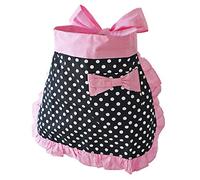 Waist Apron Cute Vintage 50’s Cooking Kitchen Retro Lovely Ruffle Apron with Pockets for Women Girls - pink - One Size