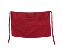 Waist Apron, Solid Color Server Aprons Waitress Waiter Apron with Two Pockets and Bowknot, Unisex Short Apron for Kitchen Restaurant(Burgundy)