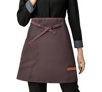 Waist Apron Unisex, Short Pinny Apron with Pocket, Waterproof Kitchen HAlf A-pron, HAlf Waist Work APron for Waiter Waitress, Catering Serving HALF Apron, Chef Barista Bartender Barber A pron (Brown)