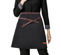 Waist Apron Unisex, Short Pinny Apron with Pocket, Waterproof Kitchen HAlf A-pron, HAlf Waist Work APron for Waiter Waitress, Catering Serving HALF Apron, Chef Barista Bartender Barber A pron (Black)