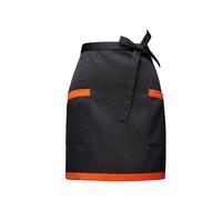 Waist Apron with 2 Pockets for Women Men, Short Half Apron, Kitchen Cooking Chef Apron, Waiter Waitress Apron, Catering Serving Working Aprons for Restaurant Cafe Bar Home Gardening (Black & Orange)