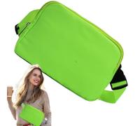 Waist Bag, Compact Travel Belt for Women, Mini Waist Bag with Adjustable Strap, Gym Running Bag for Easy Hands-Free Carry, Waterproof Nylon Material, 8.27 x 1.77 x 5.91 Inches, Fluorescent Green, see