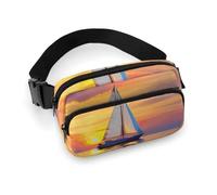 Waist Bag Crossbody Bag with Multiple Pockets Travel On The Calm Sea Printed Chest Bag Fanny Pack