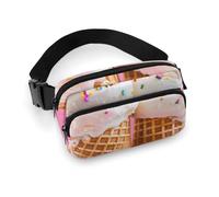 Waist Bag Crossbody Bag with Multiple Pockets Travel Two Ice Cream Cones Printed Chest Bag Fanny Pack