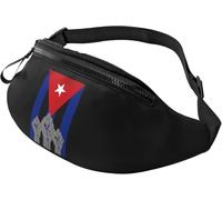 Waist Bag Cuba Revolution Fist Cuban Flag Adjustable Bumbag With Headphone Hole Waist Pack For Teens Outdoors Workout 14X35Cm
