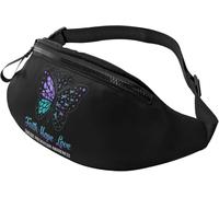 Waist Bag Faith Hope Love Butterfly Suicide Prevention Awareness With Headphone Hole Walking Bags Premium Waist Pack For Workout Teens Running 14X35Cm