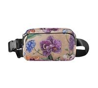 Waist Bag Fanny Pack, Multipurpose Women Men Bum Belt Bags with Adjustable Strap, Florals Peonies Pansy Amaryllis Royal Blue, Waterproof Croose Body Purse for Travel Gym Work, 15, One Size