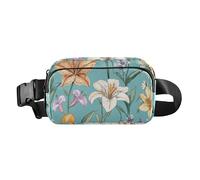 Waist Bag Fanny Pack, Multipurpose Women Men Bum Belt Bags with Adjustable Strap, Florals Peonies Pansy Amaryllis Royal Blue, Waterproof Croose Body Purse for Travel Gym Work, 05, One Size