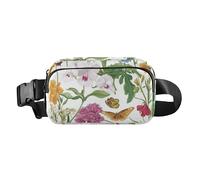 Waist Bag Fanny Pack, Multipurpose Women Men Bum Belt Bags with Adjustable Strap, Florals Peonies Pansy Amaryllis Royal Blue, Waterproof Croose Body Purse for Travel Gym Work, 09, One Size