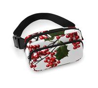 Waist Bag, Holly Berry Branches Printed Waist Bag,universal Waist Bag,portable Waist Bag,durable Waist Bag,thickened Waist Bag, Holly Berry Branches, 20x13cm, Modern