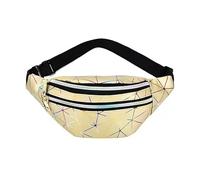 Waist Bag Holographic Fanny Pack, Geometric Laser Waterproof Chest Pack Colorful Shiny Belt Bag for Travel Party Sports Running Hiking Daily Use Girl's Birthday Gift (Golden)