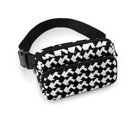 Waist Bag, Houndstooth Black Printed Waist Bag,universal Waist Bag,portable Waist Bag,durable Waist Bag,thickened Waist Bag, Houndstooth Black, 20x13cm, Modern