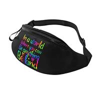 Waist Bag In A World Where You Can Be Anything Be Kind Unisex Belt Bag Pouch With Headphone Hole Sports Waist Pouch For Outdoors Sport Commuting 14X35Cm