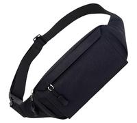 Waist Bag, Men's Small Black Fanny Pack, 60 oz / 1.8 L Belt Bag, Polyester Crossbody Sling Bag for Travel, Sports, Everyday Use