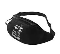 Waist Bag Music Is My Second Language Guitar Elegant Bumbags Lightweight Sports Waist Pouch For Work Men Outdoors 14X35Cm