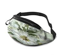 Waist Bag Pack Magnolia Flower Stamp Sturdy Zippers Running Belt Large Capacity Waist Pouch Bag for Phone Passport Wallet Cashier'S Box for Men Women Travel Bag with Headphone Jack
