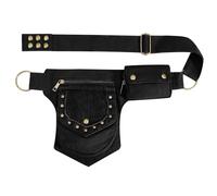 Waist Bag Pouch for Women Vintage Waist pack Hip Bag Fanny Bag Renaissance Faire Festival Chest Pack with Adjustable Belt Strap, black, 35cm(W) x 5cm(D) x 26cm(H)