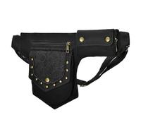 Waist Bag Pouch for Women Vintage Waist pack Hip Bag Fanny Bag Renaissance Faire Festival Chest Pack with Adjustable Belt Strap, black, 35cm(W) x 5cm(D) x 26cm(H)