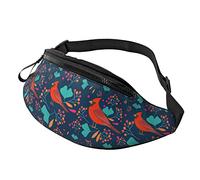Waist Bag Red Cardinal Birds, Sports Bum Bag Foldable Waist Fanny Pack Unisex Running Waist Pack for Women Cycling Workout