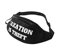 Waist Bag Taxation Is Theft Adjustable Walking Bags With Headphone Hole Waist Pack For Outdoors Men Sport 14X35Cm