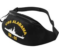 Waist Bag Uss Alabama Bb 60 With Headphone Hole Bumbags Lightweight Waist Pack For Dog Walking Sports Outdoor 14X35Cm