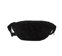 Waist Bag, Velvet Material, Portable and Soft, Versatile Strawberry Print, Fashionable Shoulder Messenger Bag, Women's Style(Black)
