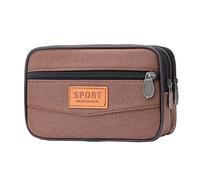 Waist Bags for Strap Waterproof Solid Canvas Purse Neutral Phone Zip Pocket Colour Waist Bags Tactical Waist Bags (Coffee, 18 x 5 x 11 cm)
