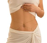 Waist Beads 1PC Gold/Silver Color Stainless Steel Belly Chain Pendant Sexy Belt Body Waist Jewelry(Gold Color)