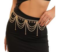 Waist Beads 1PC Multilayer Butterfly Ball Star Love Heart Pendant Tassel Belly Chain Women Body Jewelry Gold Chain Belt(D00E3JS01577)