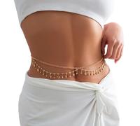 Waist Beads 1PC Sequins Multilayer Belly Waist Chain For Women Sexy Cross Belt Body Jewelry(Gold color 3)