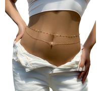 Waist Beads 2PCS Sexy Double Layer Belly Chain Temperament Fine Chain Waist Chain Gold Chain Belt