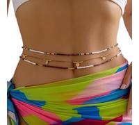 Waist Beads 3Pcs/Set Colored Beads Belly Chain Vintage Multi Layered Sexy Body Jewelry