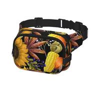 Waist Belt Bag for Women Men, Fanny Pack Crossbody Bag for Travel Running Belt Pouch Bum Bag, Sunflowers and Pumpkins Autumn Yellow Leaves