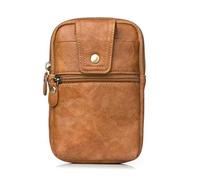 Waist Cellphone Holder Leather, Mens Leather Waist Bag with Belt Loop, 6.5" PU Leather Outdoor Sport Vertical Running Cell Phone Zip Bags Waist Holster Pocket Wallet Purse with Belt Hook