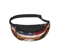 Waist Fanny Pack for Men Women American Flag Baseball Printed Waist Bag Dog Walking Bumbags for Travel Sport Running Hiking Jogging Gym