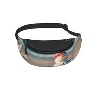 Waist Fanny Pack for Men Women Beach Snowman Printed Waist Bag Dog Walking Bumbags for Travel Sport Running Hiking Jogging Gym