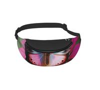 Waist Fanny Pack for Men Women Beautiful Butterfly on Pink Flower Printed Waist Bag Dog Walking Bumbags for Travel Sport Running Hiking Jogging Gym
