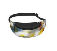 Waist Fanny Pack for Men Women Butterfly On Flowers Printed Waist Bag Dog Walking Bumbags for Travel Sport Running Hiking Jogging Gym