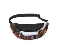 Waist Fanny Pack for Men Women Christmas Train Printed Waist Bag Dog Walking Bumbags for Travel Sport Running Hiking Jogging Gym