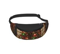 Waist Fanny Pack for Men Women Christmas Tree Lights Trojan Printed Waist Bag Dog Walking Bumbags for Travel Sport Running Hiking Jogging Gym