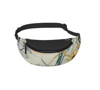 Waist Fanny Pack for Men Women Dragonflies on Flowers and Branches Printed Waist Bag Dog Walking Bumbags for Travel Sport Running Hiking Jogging Gym