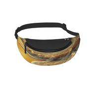 Waist Fanny Pack for Men Women Golden Beach Sea Printed Waist Bag Dog Walking Bumbags for Travel Sport Running Hiking Jogging Gym