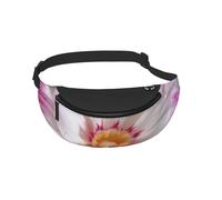 Waist Fanny Pack for Men Women Pink and White Flower Printed Waist Bag Dog Walking Bumbags for Travel Sport Running Hiking Jogging Gym