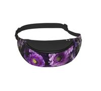 Waist Fanny Pack for Men Women Purple Flowers Bouquets Printed Waist Bag Dog Walking Bumbags for Travel Sport Running Hiking Jogging Gym