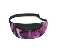 Waist Fanny Pack for Men Women Purple Wet Roses Printed Waist Bag Dog Walking Bumbags for Travel Sport Running Hiking Jogging Gym