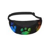 Waist Fanny Pack for Men Women Rainbow Dog Cat Paw Printed Waist Bag Dog Walking Bumbags for Travel Sport Running Hiking Jogging Gym