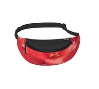 Waist Fanny Pack for Men Women Red Flower Petals Printed Waist Bag Dog Walking Bumbags for Travel Sport Running Hiking Jogging Gym
